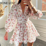 Rose-Patterned Party Dress