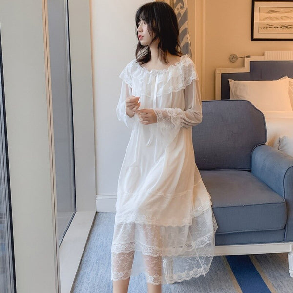 Lace-Decorated Night Dress – The Countryside Center Lace-Decorated Night Dress – The Countryside Center