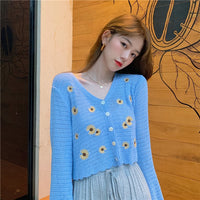 Embroidered Sunflower Sweater